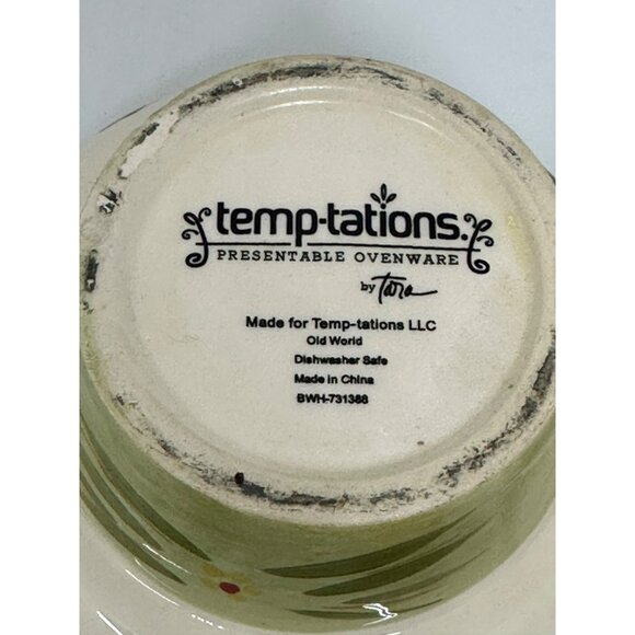 Temp-Tations By Tara Stacking Measuring Cups 5 Set Ceramic Green Floral Design - Picture 6 of 8